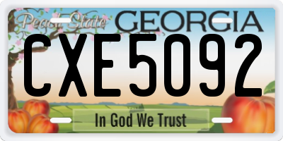 GA license plate CXE5092