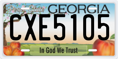 GA license plate CXE5105