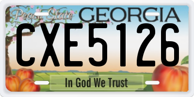 GA license plate CXE5126