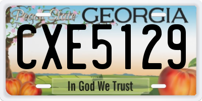GA license plate CXE5129