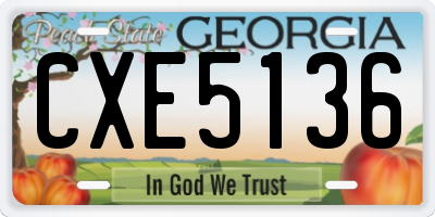 GA license plate CXE5136