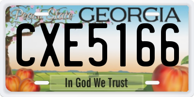 GA license plate CXE5166