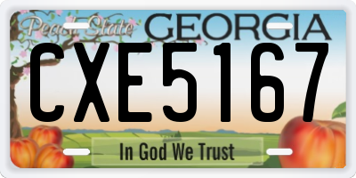 GA license plate CXE5167