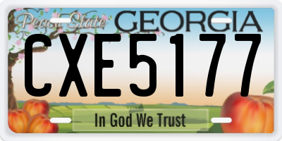 GA license plate CXE5177