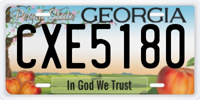 GA license plate CXE5180