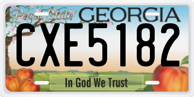 GA license plate CXE5182
