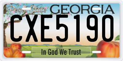 GA license plate CXE5190
