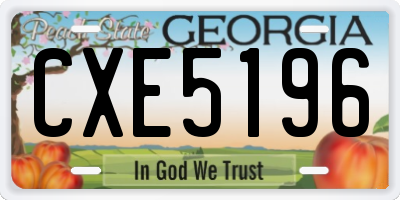 GA license plate CXE5196
