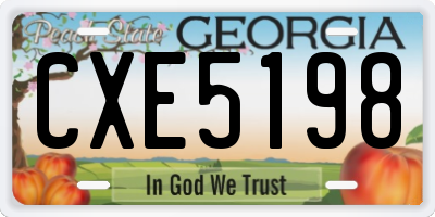 GA license plate CXE5198