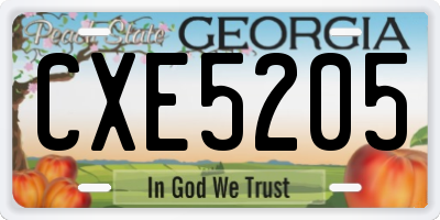 GA license plate CXE5205