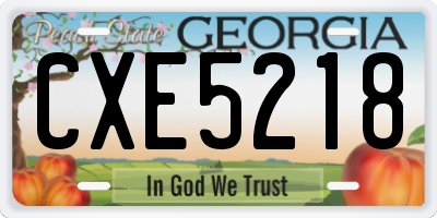 GA license plate CXE5218