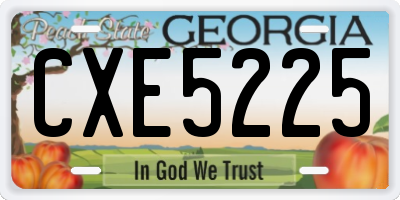 GA license plate CXE5225