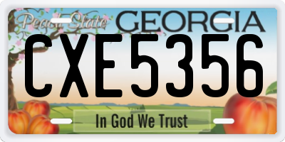 GA license plate CXE5356