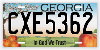 GA license plate CXE5362