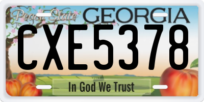 GA license plate CXE5378