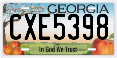 GA license plate CXE5398
