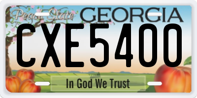 GA license plate CXE5400
