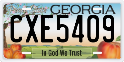 GA license plate CXE5409