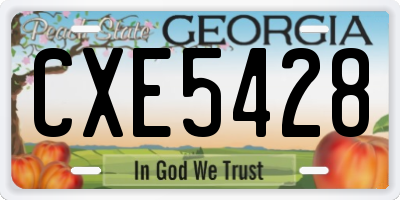 GA license plate CXE5428