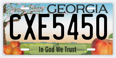 GA license plate CXE5450