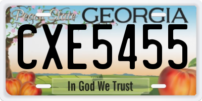 GA license plate CXE5455