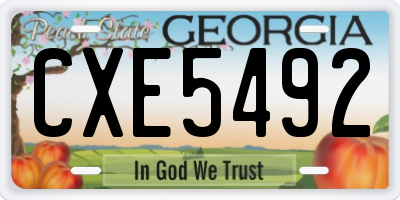 GA license plate CXE5492