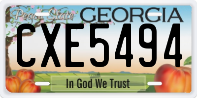 GA license plate CXE5494