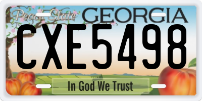 GA license plate CXE5498