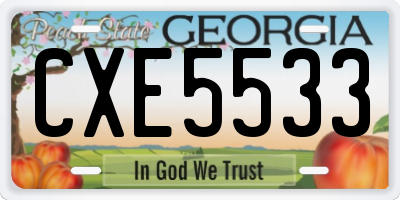 GA license plate CXE5533