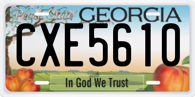 GA license plate CXE5610