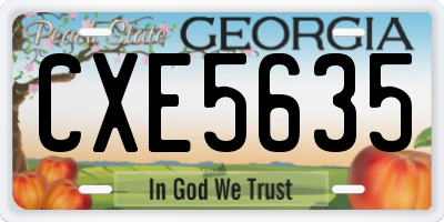 GA license plate CXE5635