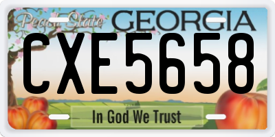 GA license plate CXE5658