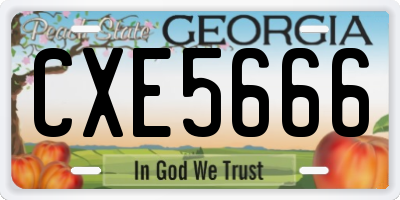 GA license plate CXE5666
