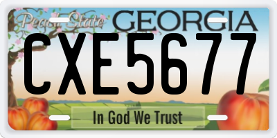 GA license plate CXE5677