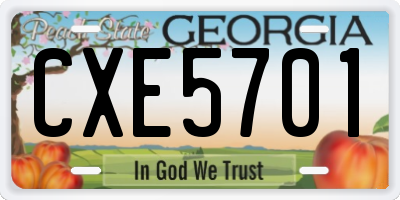 GA license plate CXE5701