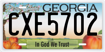 GA license plate CXE5702