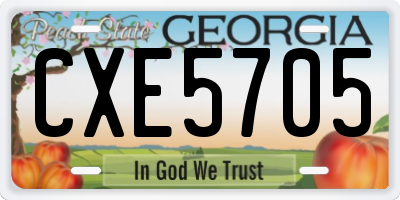GA license plate CXE5705