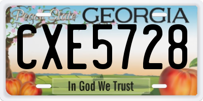 GA license plate CXE5728