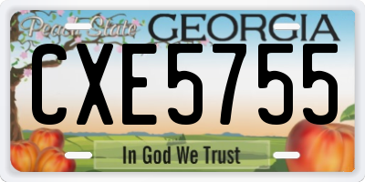 GA license plate CXE5755