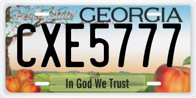 GA license plate CXE5777