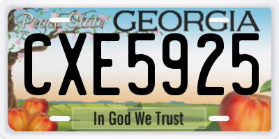 GA license plate CXE5925