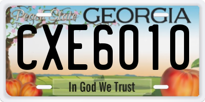 GA license plate CXE6010