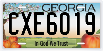 GA license plate CXE6019