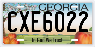 GA license plate CXE6022
