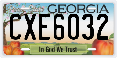 GA license plate CXE6032