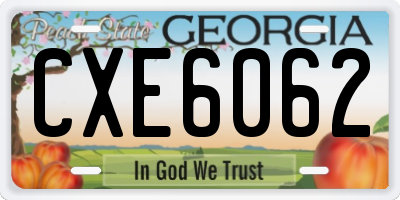 GA license plate CXE6062