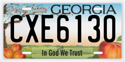 GA license plate CXE6130