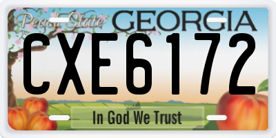 GA license plate CXE6172