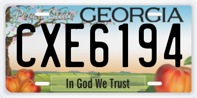 GA license plate CXE6194