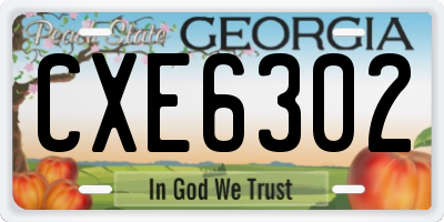 GA license plate CXE6302